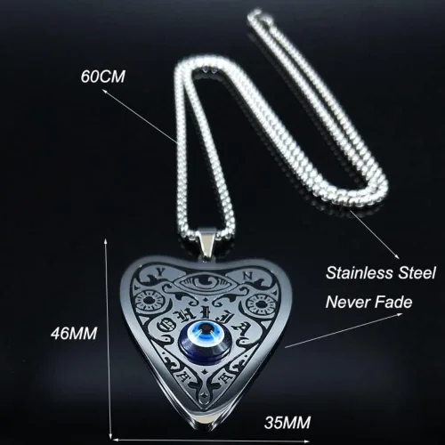 Vista 5 de Fashion Wicca Ouija Sun Star Moon - Collares de acero inoxidable para mujer, collar de cadena de color plateado, joyería Collier Femme N56702
