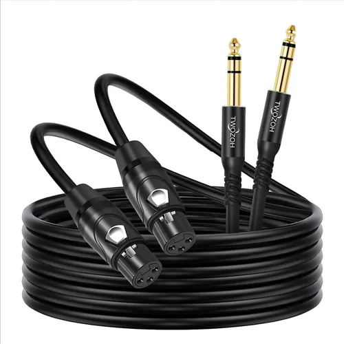 Vista 10 de Twozoh Cable XLR Hembra a TRS de 1/4 Pulgada (6.35mm), Cable de Micrófono XLR a Jack de Cuarto de Pulgada Equilibrado 1 Pie (Profesional/HiFi)