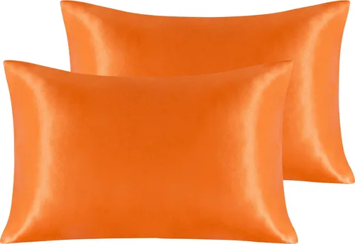 Vista 84 de NTBAY Paquete de 2 fundas de almohada estándar de satén para cabello y piel, lujosas y sedosas fundas de almohada con cierre de sobre, 20 x 26