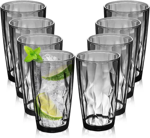Vista 9 de Top-spring Vaso de Agua de Plástico Reutilizable de 20 Onzas, Vasos Transparentes Irrompibles para Beber, Sin BPA, Juego de 6 Vasos Azules