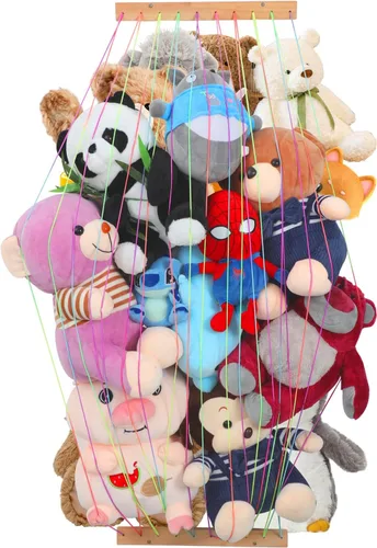 Vista 10 de Organizadores de almacenamiento de animales de peluche, soporte de juguetes de peluche, red colgante de hamaca de zoológico para habitación