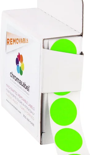 Vista 12 de ChromaLabel Puntos adhesivos extraíbles, 3/4 pulgadas amarillo, 1000/caja