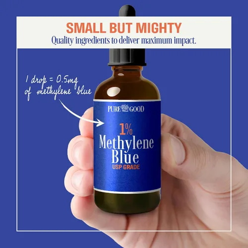 Vista 5 de Azul de metileno 1% Líquido – 10 mg por 1 mL Porción – 2.0 fl oz (2.03 fl oz) – Aproximadamente 60 porciones por botella (paquete de 3) – Probado
