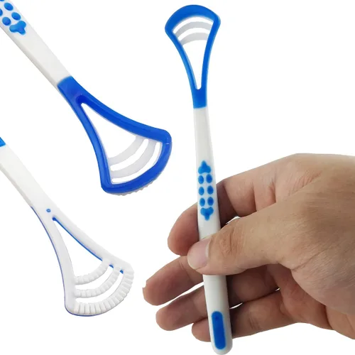 Vista 3 de GXXMEI 20 raspadores de lengua para adultos, limpiador de lengua, limpiador de lengua azul, kits de raspadores de cuidado bucal, cepillo de lengua