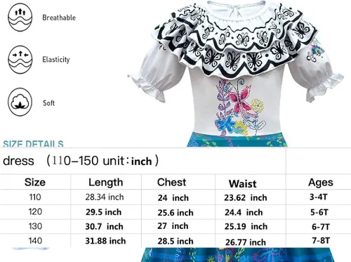 Vista 7 de GVGWenge Encanto Costume for Girls Princess Dress up Halloween Party Role Play Dress