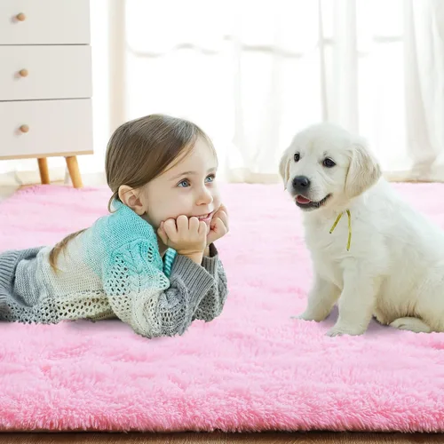 Vista 182 de Softlife Alfombra naranja para dormitorio, alfombra de felpa esponjosa para sala de estar para niñas, alfombra lanuda para niños, alfombra suave