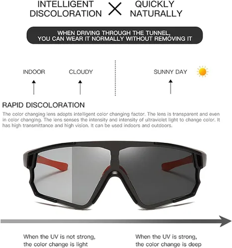 Vista 2 de Gafas de sol fotocromáticas para hombres y mujeres polarizadas para ciclismo protección UV pesca deportes bicicleta gafas