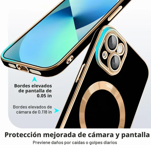 Vista 4 de Dinick Funda diseñada para iPhone 13 con magnética [cubierta de cámara integrada] compatible con MagSafe suave TPU con purpurina, antiarañazos