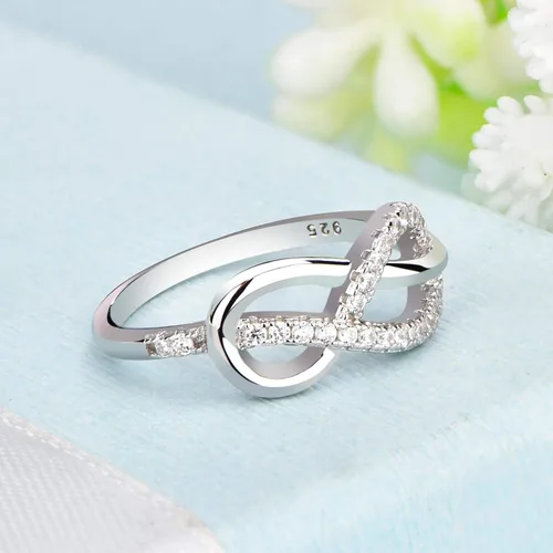 Vista 3 de STARCHENIE Anillo infinito para mujer, anillo de plata de ley 925, Plata de ley 925, metal