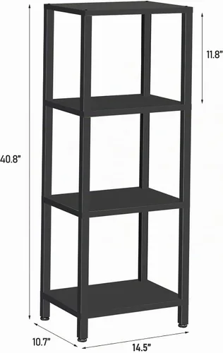 Vista 2 de TUTOTAK Estantería para libros de 4 niveles, estantería estrecha para espacios pequeños, estantería apilable de bricolaje, para sala de estar Negro