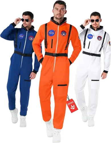 Vista 9 de Morph, Disfraz de astronauta para hombre, traje espacial, disfraces de Blanco