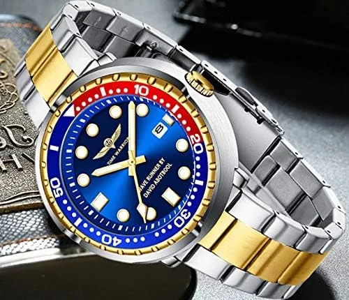 Vista 3 de TIME WARRIOR Wave Runner by DA movimiento de cuarzo correa de acero inoxidable reloj Pro Diver edición limitada