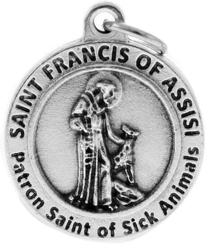 Vista 16 de Medalla de santos católicos con base de alpaca, con inscripción de oración de protección, 3/4 pulgadas.