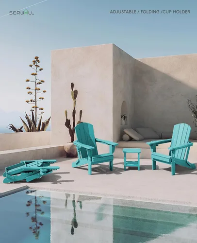 Vista 2 de SERWALL Silla Adirondack plegable ajustable con portavasos reclinable