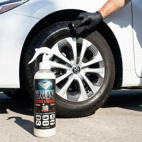 Vista 6 de TIRE Dressing - Restaurador y protector concentrado de diamante blanco, 16 onzas líquidas, vinilo, plástico, neumático, goma, protección UV, súper