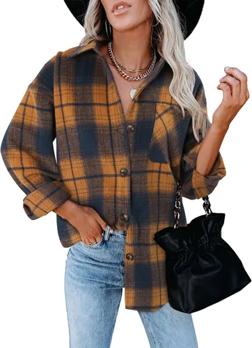 Vista 96 de ZOLUCKY Chaqueta de manga larga con botones para mujer, talla grande, blusas