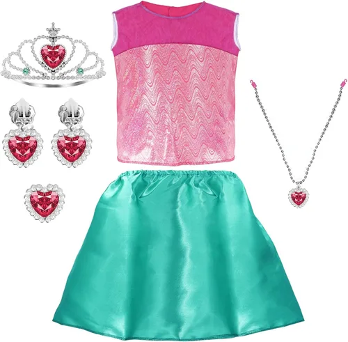 Vista 5 de Jaja Princess Dress Up Costume Sets for Little Girls Birthday Halloween Theme Party Toddler Edades 3-6yrs