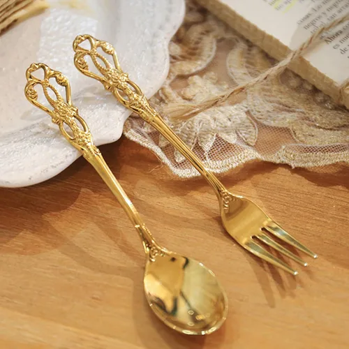 Vista 5 de flatware set, modern royal gold stainless Steel silverware set for Wedding and Festival, service for 4, daily use cutlery set utensil set
