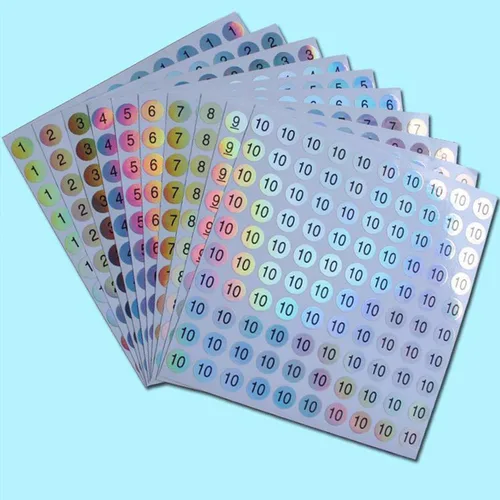 Vista 6 de RIVEENY 20 hojas de calcomanías de números láser reflectantes impermeables número 1-20, calcomanías redondas autoadhesivas, etiquetas autoadhesivas