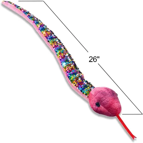 Vista 3 de ArtCreativity Juguetes de serpiente de lentejuelas para niños, felpa con lentejuelas que cambian de color, suministros de fiesta de la selva