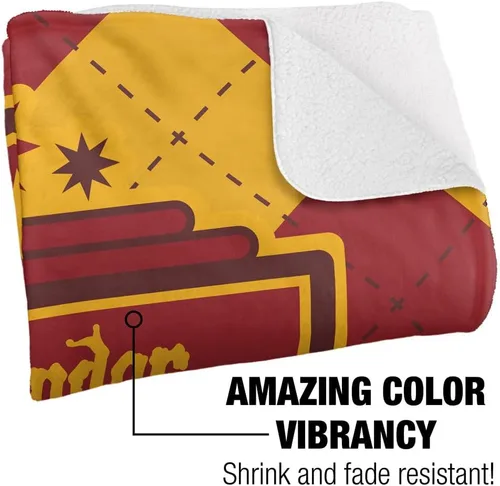 Vista 3 de Manta de Harry Potter, 50 x 60 pulgadas, Gryffindor Plaid Sigil Silky Touch Sherpa Back Manta súper suave