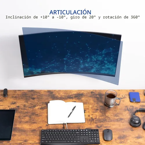 Vista 4 de VIVO MOUNT-VW01A - Soporte de pared articulado de altura ajustable para monitor individual de 17 a 32 pulgadas, para estaciones de trabajo de pie