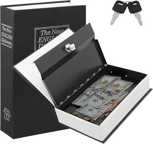 Vista 3 de KYODOLED Caja fuerte de metal portátil con cerradura de llave, libro secreto oculto, libro secreto seguro, libro de desviación con diccionario, 9.5