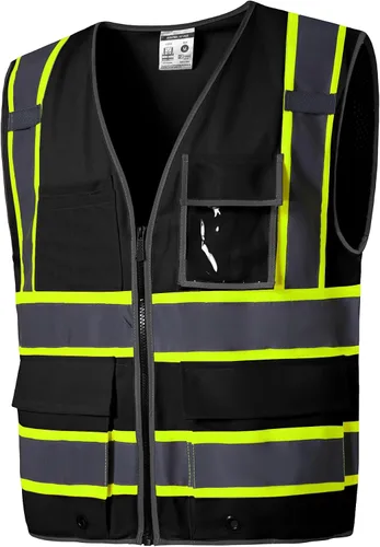 Vista 6 de SKSAFETY Chaleco de seguridad de nivel profesional de 12 bolsillos, chaleco de alta visibilidad Clase 2, ANSI/ISEA