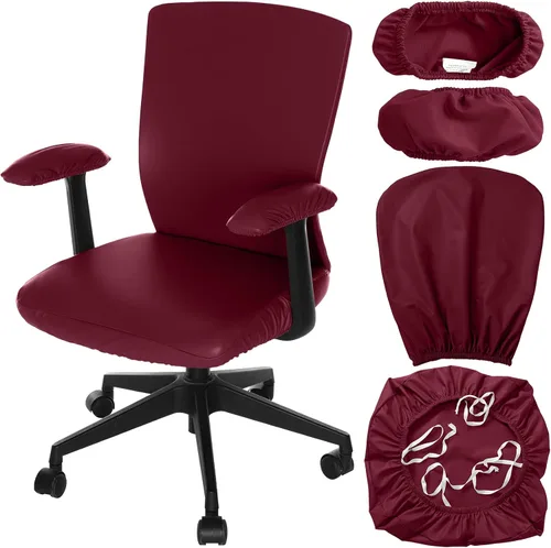 Vista 16 de Tallew 4 fundas para sillas de oficina, fundas universales para sillas de computadora, fundas protectoras elásticas para asiento de silla, fundas