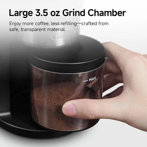 Vista 5 de Molinillo de café eléctrico HIBREW G3, tolva de gran capacidad de 7.4 onzas 40mm Conical Burr 31 Adjustable Settings,Anti-Static Double-Layer Air