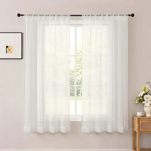 Vista 46 de OWENIE White Sheer Curtains 96 Inches Long 2 Panels for Living Room 52 Wide