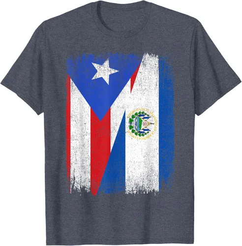 Vista 59 de Camiseta Half Puerto Rico El Salvador Flag Orgullo Salvadoreño Roots