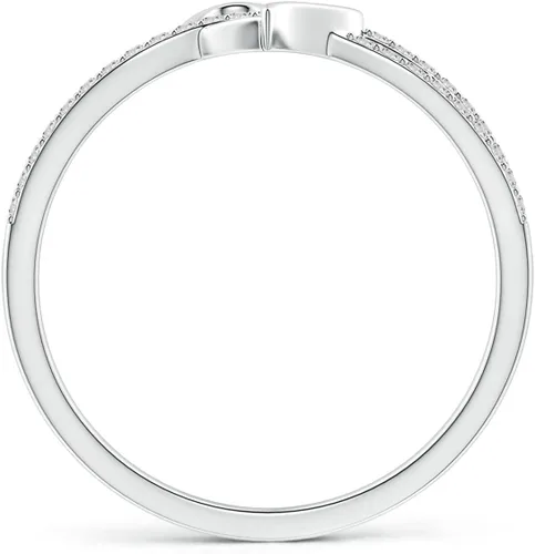 Vista 2 de Angara Anillo de promesa de diamante natural para mujeres, niñas en plata de ley oro macizo de 14 quilates, piedra natal de abril, regalo para su