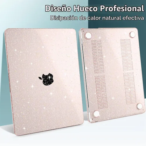 Vista 5 de DONGKE - Funda con purpurina para MacBook Air de 15 pulgadas M5 M4 M3 M2 Brillante Starlight