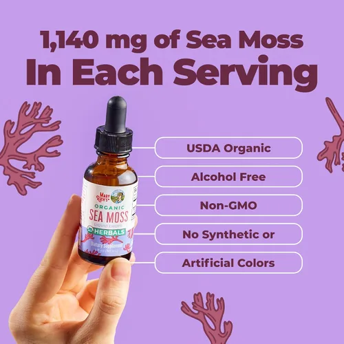 Vista 5 de MaryRuth Organics USDA Gotas Líquidas de Musgo Marino Irlandés Musgo Irlandés Orgánico Chondrus crispus Formulado para Adultos y Niños a
