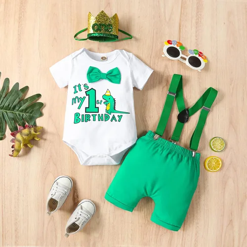 Vista 2 de Conjunto de pantalones y tirantes para bebé niño de un primer cumpleaños