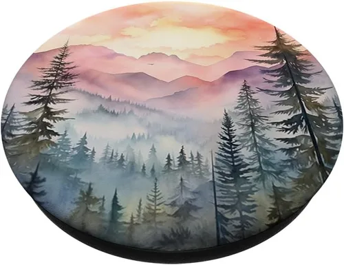 Vista 2 de Montañas Selva Bosque Senderismo Árbol de Pino Naturaleza PopSockets Adhesivo PopGrip