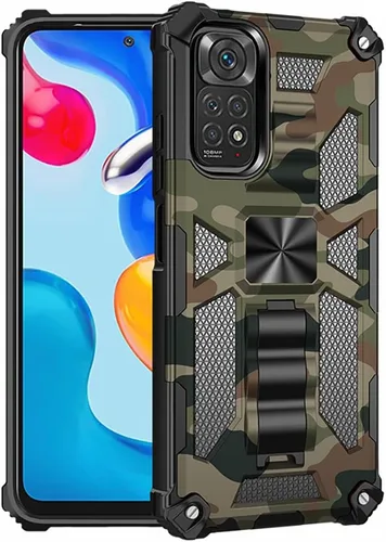Vista 2 de Funda para Redmi Note 11S, funda para Redmi Note 11 4G, funda de camuflaje militar con protección de grado militar probada contra caídas y cubierta