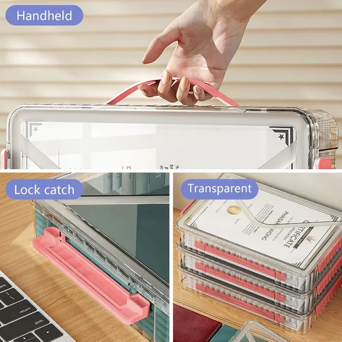 Vista 3 de Marte Vanci Contenedor de almacenamiento de plástico con tapa, estuche portátil para proyectos con asa, caja de almacenamiento transparente