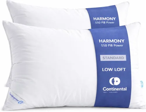 Vista 13 de Continental Bedding Harmony White Goose Down Pillow 550 Fill Power Medium Loft 100% algodón 300 hilos Shell tamaño estándar 1 paquete fabricado