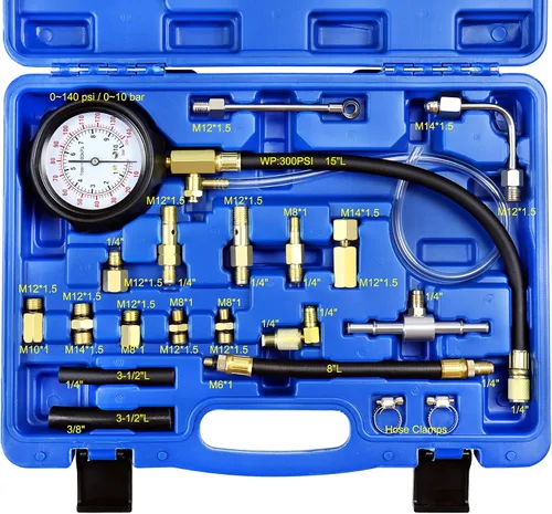 Vista 2 de JIFETOR Kit de medidor de presión de bomba de inyección de combustible, kit de manómetro de prueba de inyector de gasolina de gasolina, combustible