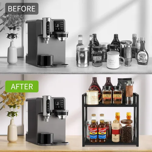 Vista 5 de YINMIT Organizador de Estante de Encimera, Accesorios para Barra de Café, Estante para Especias, Estante de Café para Encimera, Estación