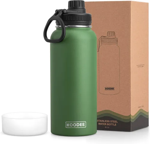 Vista 139 de koodee Botella de agua para niños, botella de agua de acero inoxidable de 12 onzas con aislamiento al vacío para la escuela, botella de agua de boca