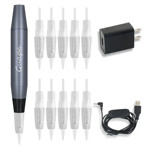 Vista 9 de Guapa Microblading máquina de tatuaje eléctrica MST máquina de maquillaje permanente dispositivo de pistola de tatuaje con 50 agujas de cartucho