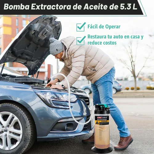 Vista 5 de Estune Extractor de líquido neumático manual de 1.4 galones/5.3 L, bomba extractora de aceite automotriz, cambiador de vacío de aceite con 5