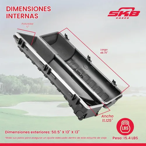 Vista 2 de SKB Staff ATA Hard Shell Plastic Golf Travel Case for Cart Bags with 2 Wheels - Heavy-Duty Rolling Club and Driver Carrier for Airline Transport