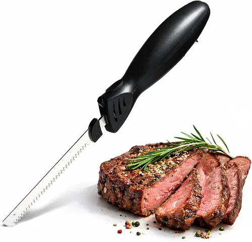 Vista 8 de COOK WITH COLOR Electric Knife, 100W Power, Dual Stainless Steel Blades for Precise Cutting, Ergonomic Handle, Low Noise and Vibration, Ideal for