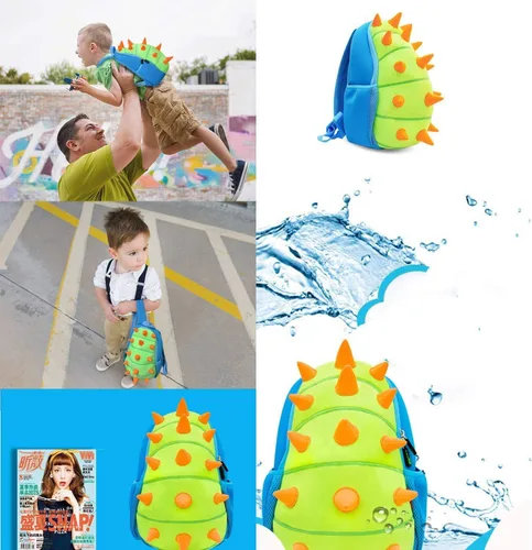 Vista 8 de yisibo Mochila de dinosaurio para niños y niñas, ligera, impermeable, preescolar, viajes, para niños y niñas, para niños de 2 a 7 años