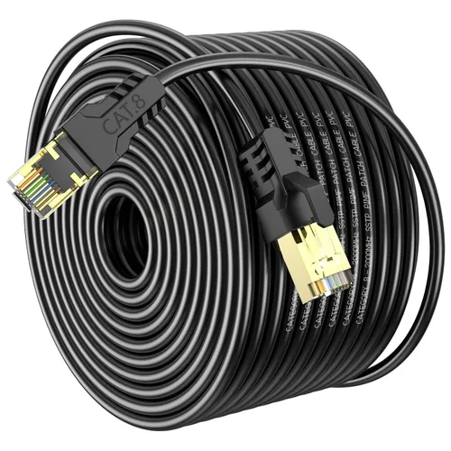 Vista 12 de Cable Ethernet Cat 8 de 3 pies, 6 pies, 10 pies, 20 pies, 40 pies, 50 pies, 100 pies, 150 pies, 40 pies, 40 Gbps, 2000 Mhz, 26 AWG, conector RJ45