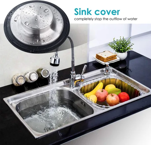 Vista 5 de Tapón para fregadero de cocina, acero inoxidable, borde ancho grande de 3.35 pulgadas de diámetro, 2 unidades Fengbao
